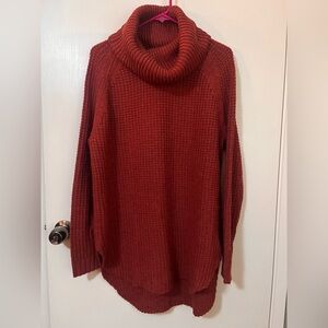 Women's Red Turtleneck Sweater